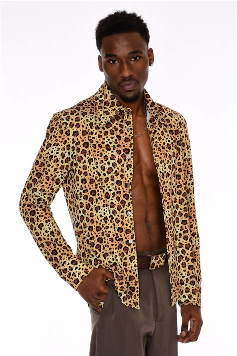 leopard print dress shirt mens|leopard button up shirts men.